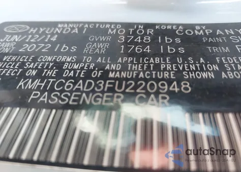 2015 Hyundai Veloster Re:flex из США, поврежденный, VIN KMHTC6AD3FU220948